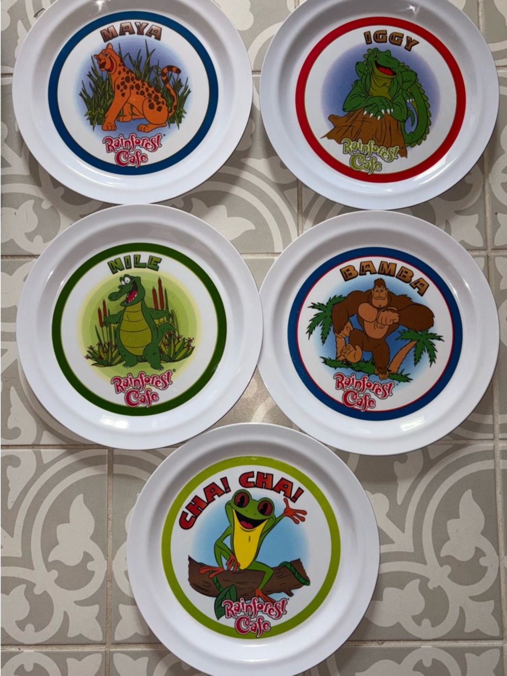 Retired! Rainforest Cafe 2002 Landry’s set of 5 Plates